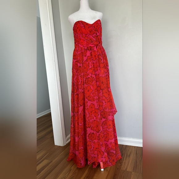 Badgley Mischka Dress Red New Luxury - Picture 13 of 15